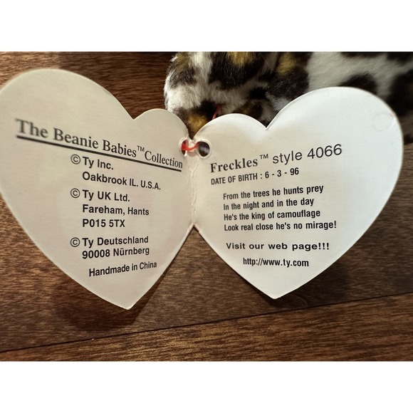 Ty Beanie Babies Freckles the Spotted Leopard Plush Toy - 4066 RARE WITH ERRORS - Picture 11 of 15